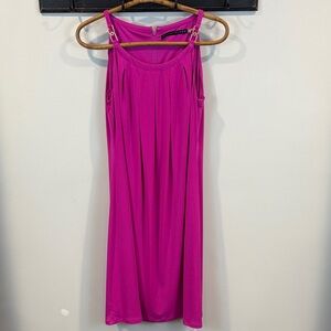 Ivanka Trump Fuschia Jersey Knit Stretch Jeweled Straps Pleated Dress Size M